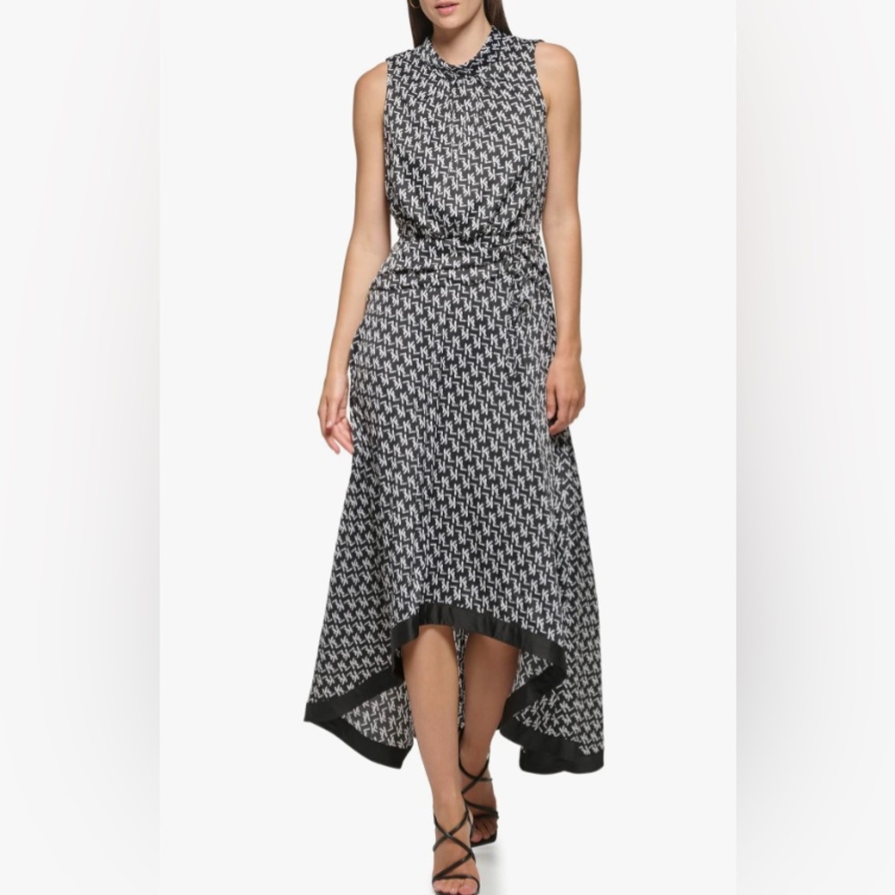 KARL LAGERFELD Paris Women's Black White Sleeveless High-Low Maxi Dress Size 4 - Picture 2 of 15